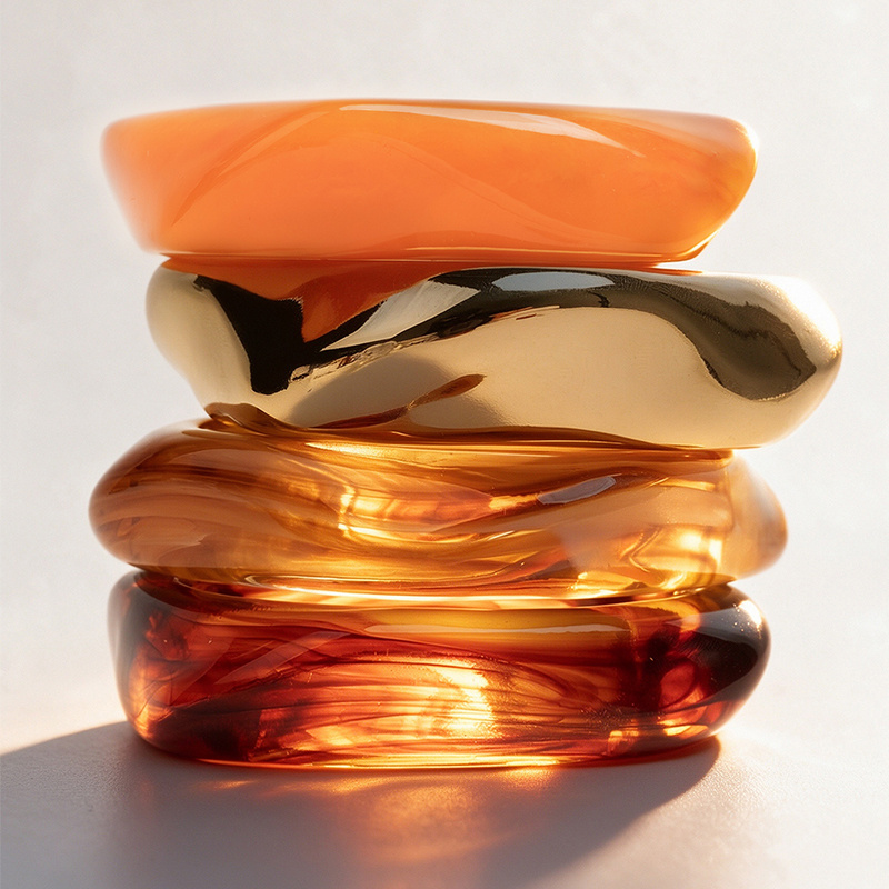 4pc Retro Stackable Bangle Set, Daily & Party Wear
